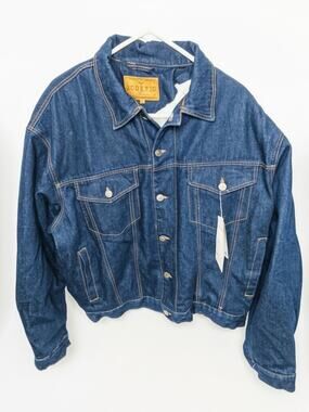 NWT Scorpio USA Seaclass Bull Rider Fleece Lined Denim Trucker Jacket Size L